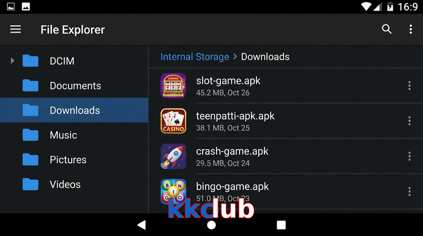 Main screen of Kkclub gameapk page for PK players